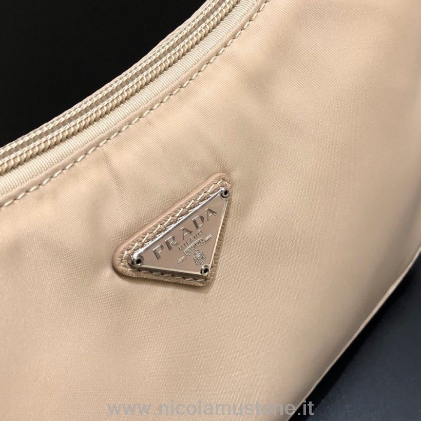 αρχικής ποιότητας Prada Re-edition νάιλον τσάντα Hobo 24cm συλλογή άνοιξη/καλοκαίρι 2020 ανοιχτό ροζ