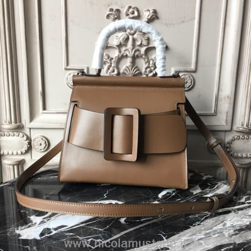 γνήσιας ποιότητας Boyy Karl Satchel μεσαία τσάντα 24cm δέρμα μοσχαριού συλλογή άνοιξη/καλοκαίρι 2018 καφέ