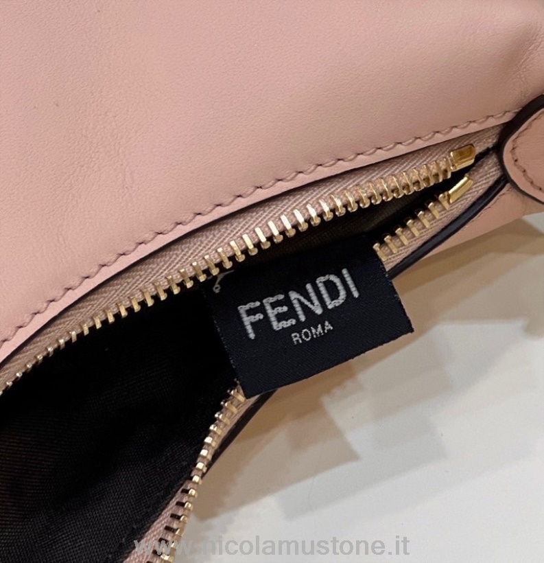 γνήσιας ποιότητας Fendi Fendigraphy στρογγυλή τσάντα 30cm 80056 δέρμα μοσχαριού χρυσό υλικό συλλογή άνοιξη/καλοκαίρι 2022 ανοιχτό ροζ