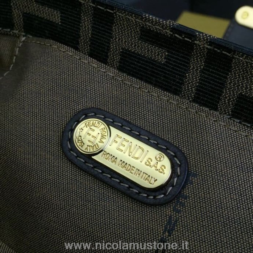 γνήσιας ποιότητας Fendi καμβάς Ff Logo νεσεσέρ τσάντα ομορφιάς 18cm δέρμα μοσχαριού συλλογή άνοιξη/καλοκαίρι 2019 καφέ