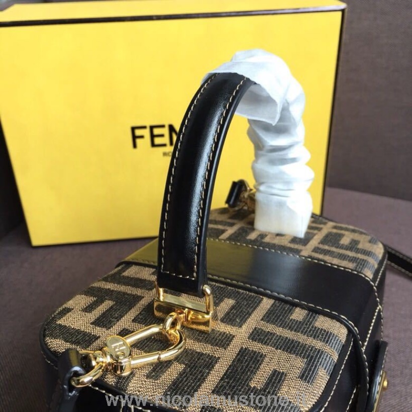 γνήσιας ποιότητας Fendi καμβάς Ff Logo νεσεσέρ τσάντα ομορφιάς 18cm δέρμα μοσχαριού συλλογή άνοιξη/καλοκαίρι 2019 μαύρο