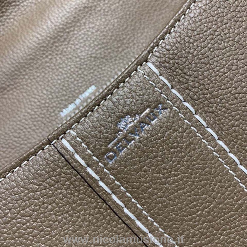 γνήσιας ποιότητας Delvaux Sellier Brillant πτερύγιο τσάντας τσάντα 28cm από δέρμα μοσχαριού σε κόκκους χρυσό υλικό συλλογή φθινόπωρο/χειμώνας 2019 σκούρο γκρι