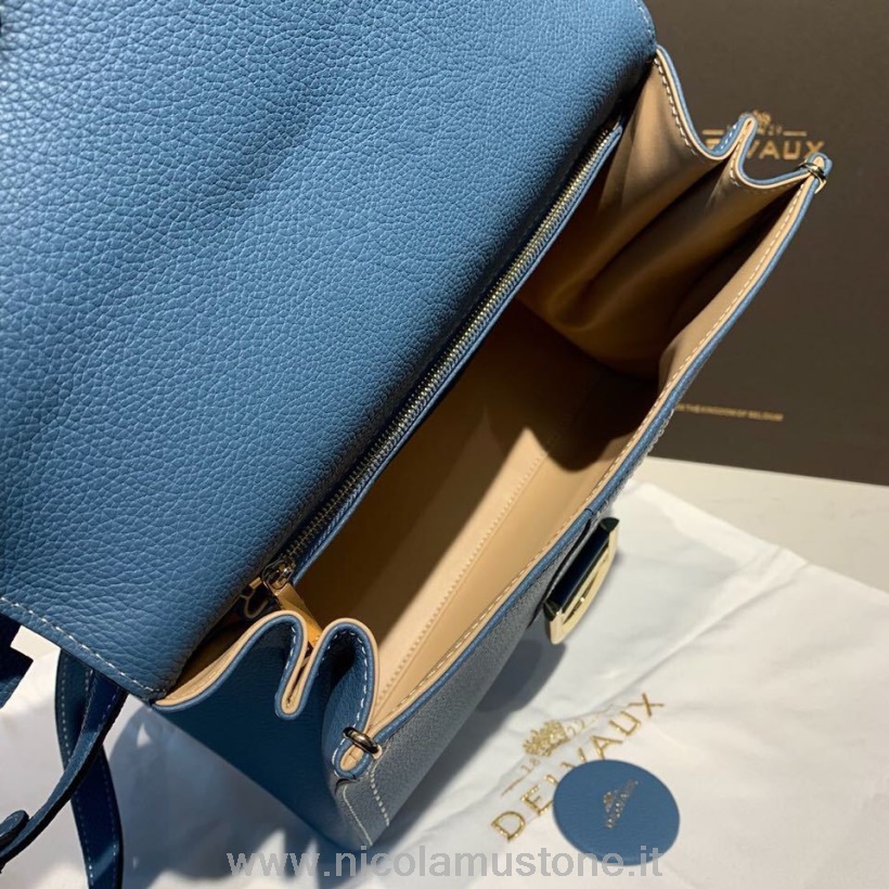 γνήσιας ποιότητας Delvaux Sellier Brillant τσαντάκι πτερύγιο τσάντα 28cm από δέρμα μοσχαριού σε κόκκους χρυσό υλικό συλλογή φθινοπώρου/χειμώνα 2019 μπλε