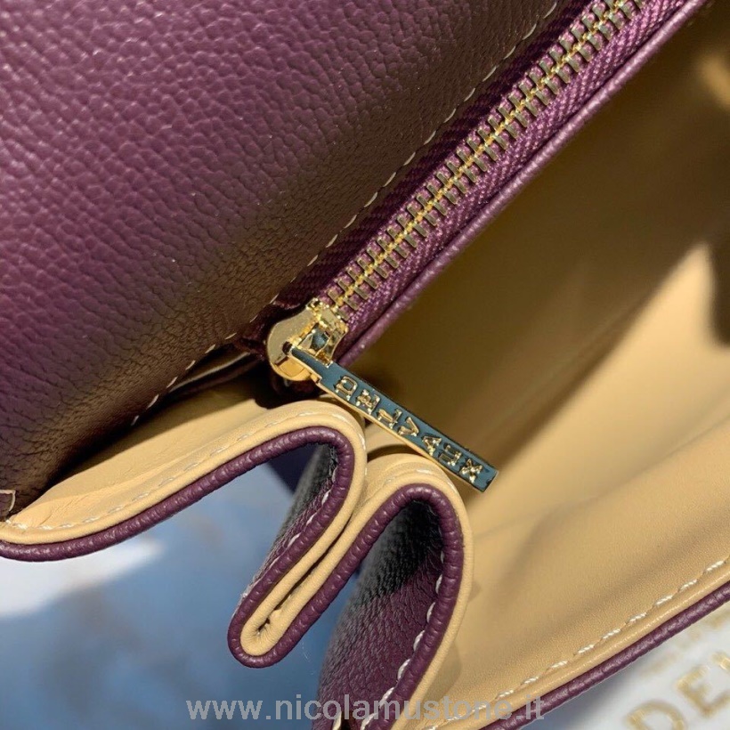 γνήσιας ποιότητας Delvaux Sellier Brillant τσαντάκι τσαντάκι 28cm τσάντα με κόκκους δέρμα μοσχαριού χρυσό υλικό συλλογή φθινόπωρο/χειμώνας 2019 σκούρο μωβ