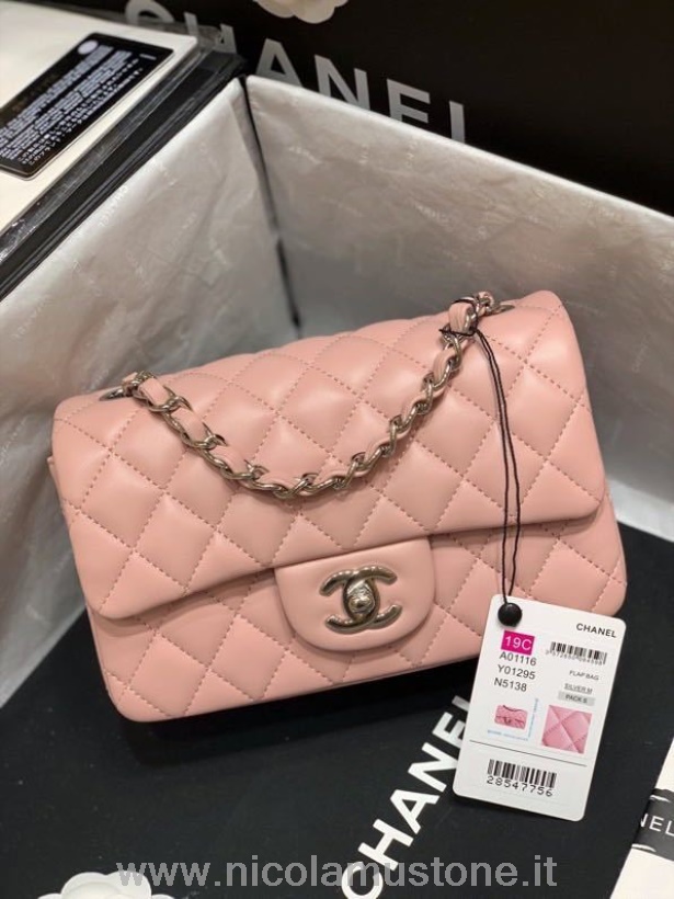 αρχικής ποιότητας Chanel Classic Flap τσάντα 20cm ασημί Hardware δέρμα αρνιού συλλογή άνοιξη/καλοκαίρι 2020 ανοιχτό ροζ
