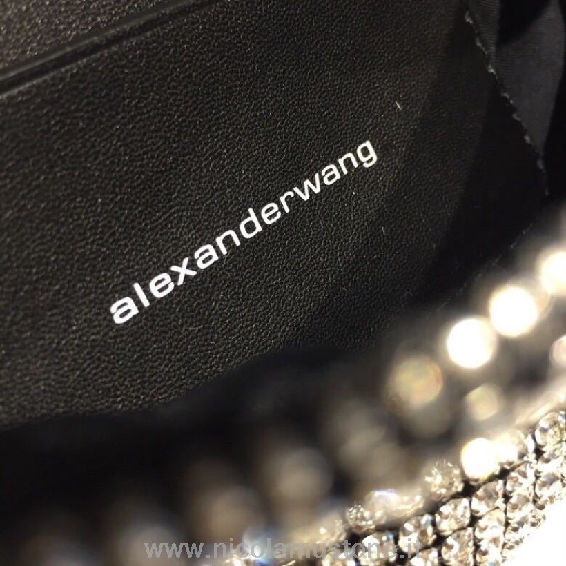 γνήσιας ποιότητας Alexander Wang Mini Attica στρας τσάντα ζωνών διακοσμημένη από δέρμα μοσχαριού συλλογή άνοιξη/καλοκαίρι 2019 μαύρο