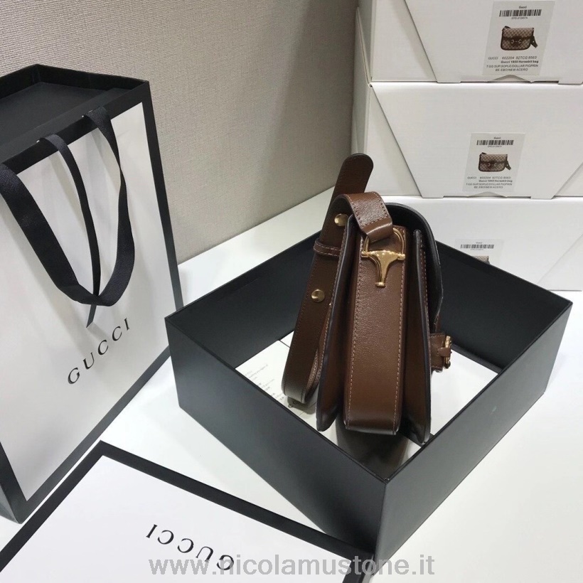 γνήσιας ποιότητας Gucci Horsebit 1955 τσάντα ώμου 25cm 602204 δέρμα μοσχαριού συλλογή φθινόπωρο/χειμώνας 2020 καφέ