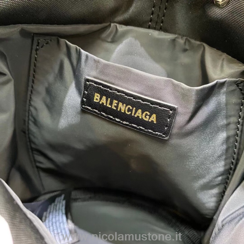 γνήσιας ποιότητας Balenciaga τροχός Xs κορδόνι κουβά τσάντα καμβάς φθινόπωρο/χειμώνας 2020 συλλογή μαύρο/άσπρο