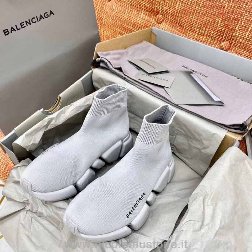 Αυθεντική ποιότητα Balenciaga Speed 20 Knit Sock Sneakers άνοιξη/καλοκαίρι 2021 συλλογή γκρι