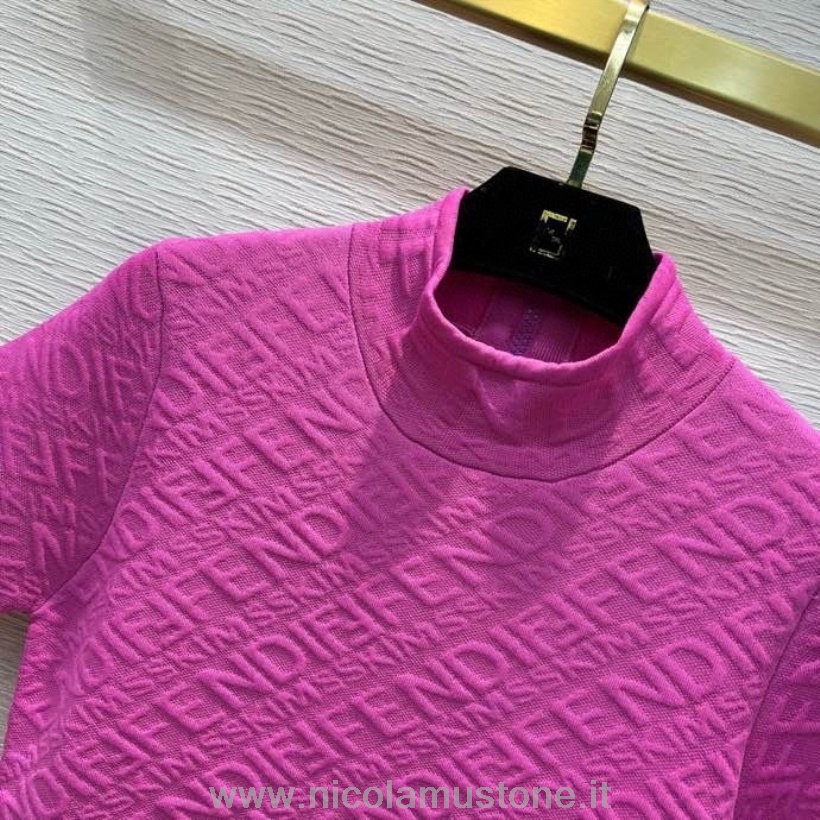 γνήσιας ποιότητας Fendi X Skims ανάγλυφο πλεκτό φόρεμα φθινόπωρο/χειμώνας 2021 συλλογή ροζ