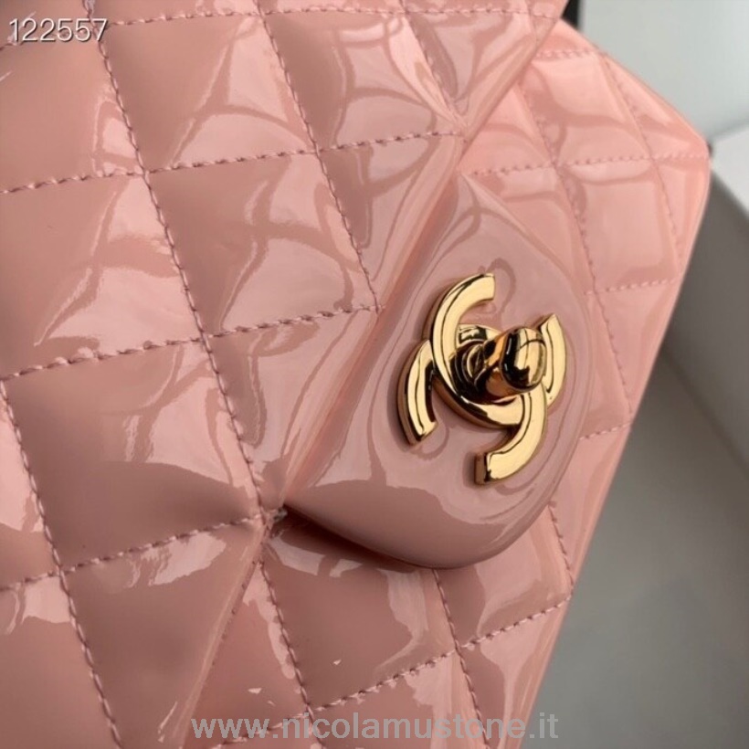 αρχικής ποιότητας Chanel Classic Flap τσάντα 18cm χρυσό υλικό λουστρίνι συλλογή άνοιξη/καλοκαίρι 2020 ροζ