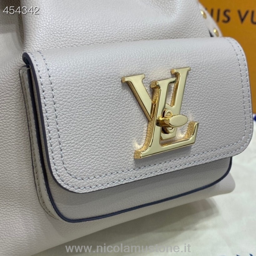 γνήσιας ποιότητας Louis Vuitton Lockme Bucket Bag 24cm με κόκκους δέρμα μοσχαριού συλλογή άνοιξη/καλοκαίρι 2021 M57688 Greige