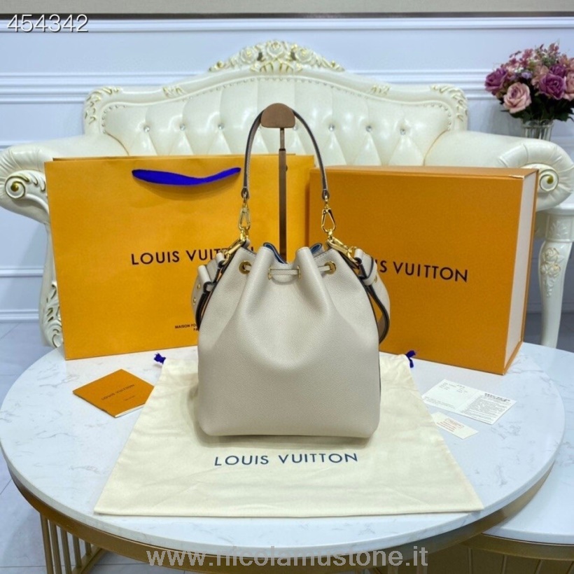 γνήσιας ποιότητας Louis Vuitton Lockme Bucket Bag 24cm με κόκκους δέρμα μοσχαριού συλλογή άνοιξη/καλοκαίρι 2021 M57688 Greige
