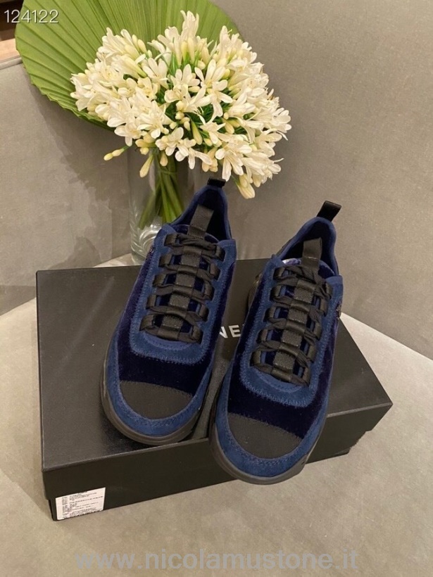γνήσιας ποιότητας Chanel διαφανής σόλα αθλητικά αθλητικά παπούτσια βελούδο/δέρμα μοσχαριού συλλογή φθινόπωρο/χειμώνας 2020 Navy Blue
