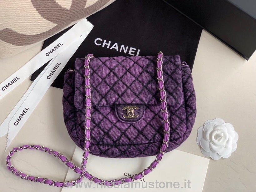 γνήσιας ποιότητας Chanel Denim Flap Bag 20cm δέρμα αρνιού κρουαζέ 2020 εποχιακή συλλογή μωβ
