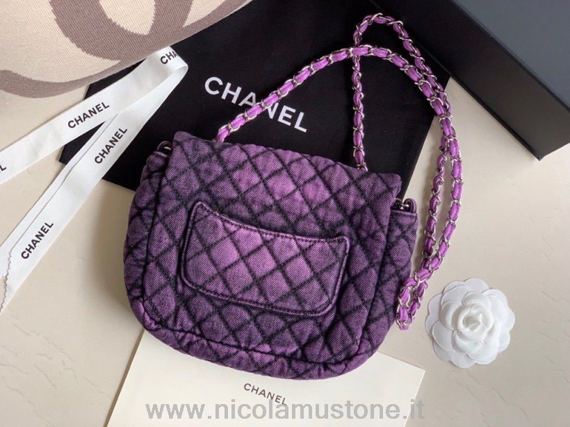 γνήσιας ποιότητας Chanel Denim Flap Bag 20cm δέρμα αρνιού κρουαζέ 2020 εποχιακή συλλογή μωβ