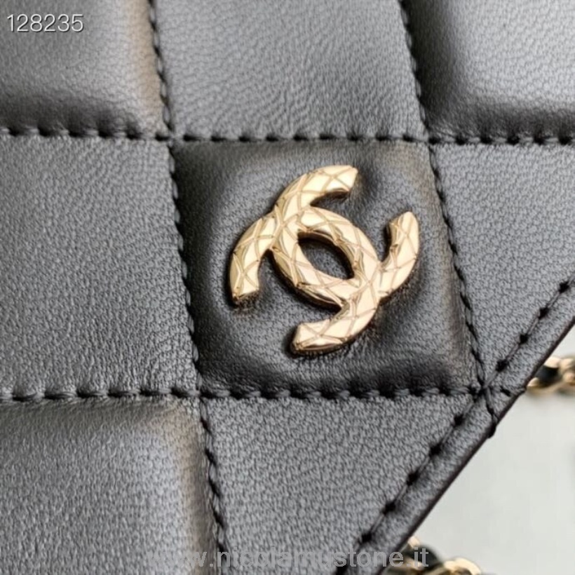 γνήσιας ποιότητας Chanel καπιτονέ Cc Woc τσάντα 20cm δέρμα αρνιού χρυσό υλικό συλλογή φθινόπωρο/χειμώνας 2020 μαύρο