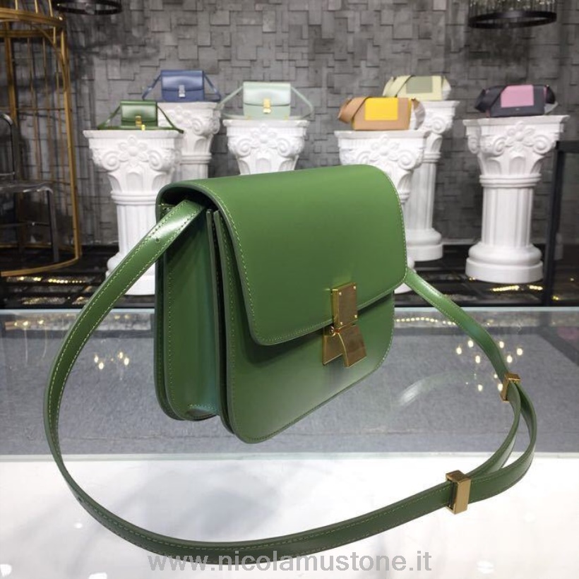 γνήσιας ποιότητας Celine Classic Box τσάντα 24cm λεία δέρμα μοσχαριού συλλογή άνοιξη/καλοκαίρι 2018 πράσινο μήλο