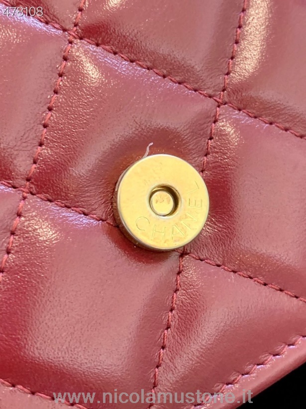 γνήσιας ποιότητας Chanel Miniature Flap Bag 20cm As2615 δέρμα μοσχαριού χρυσό υλικό άνοιξη/καλοκαίρι 2021 συλλογή μπορντό