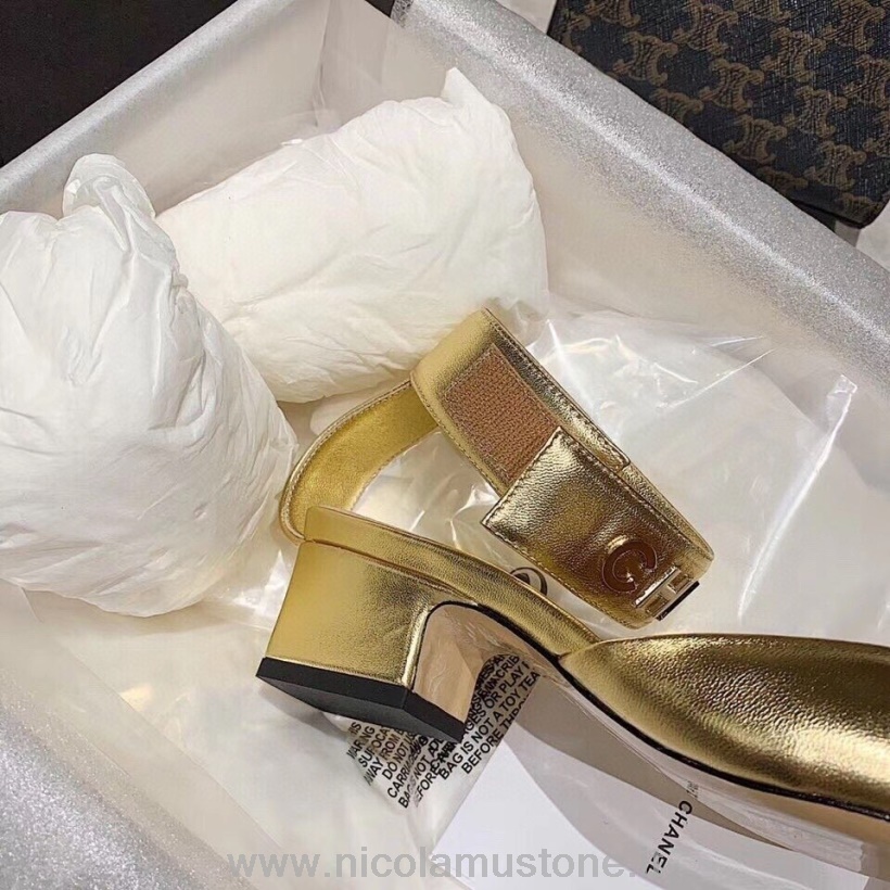 πρωτότυπης ποιότητας Chanel Mary Jane Flats δέρμα αρνιού συλλογή φθινόπωρο/χειμώνας 2020 χρυσό/μαύρο