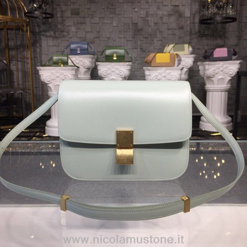 γνήσιας ποιότητας Celine Classic κουτί τσάντα 24cm λεία δέρμα μοσχαριού συλλογή παστέλ πράσινη άνοιξη/καλοκαίρι 2018