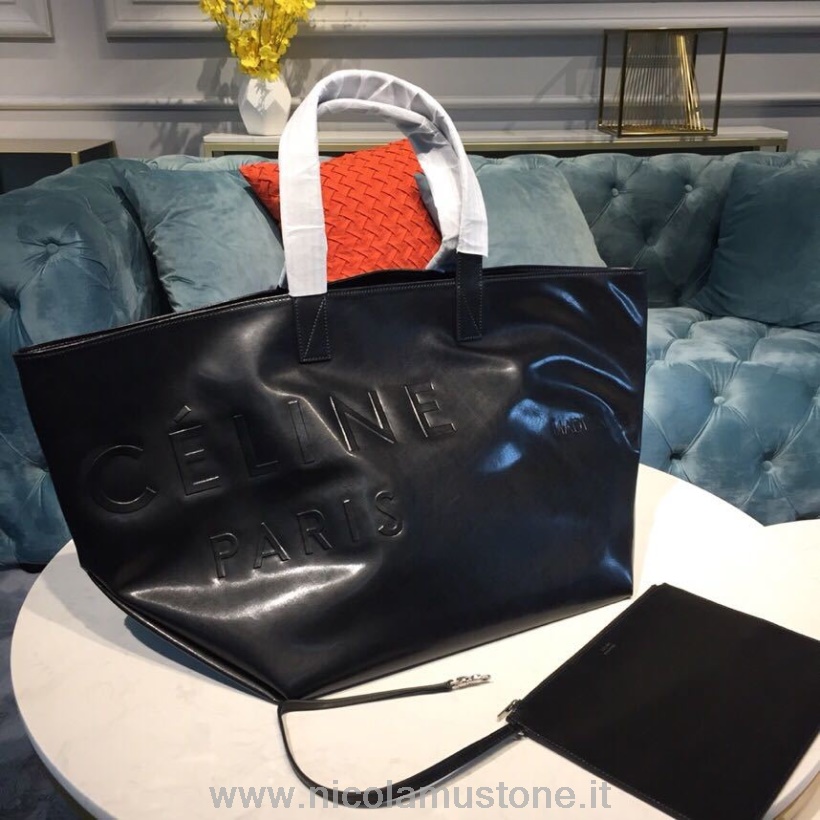 γνήσιας ποιότητας Celine Tote τσάντα αγορών 35cm λεία επιδερμίδα μοσχαριού συλλογή άνοιξη/καλοκαίρι 2018 μαύρη