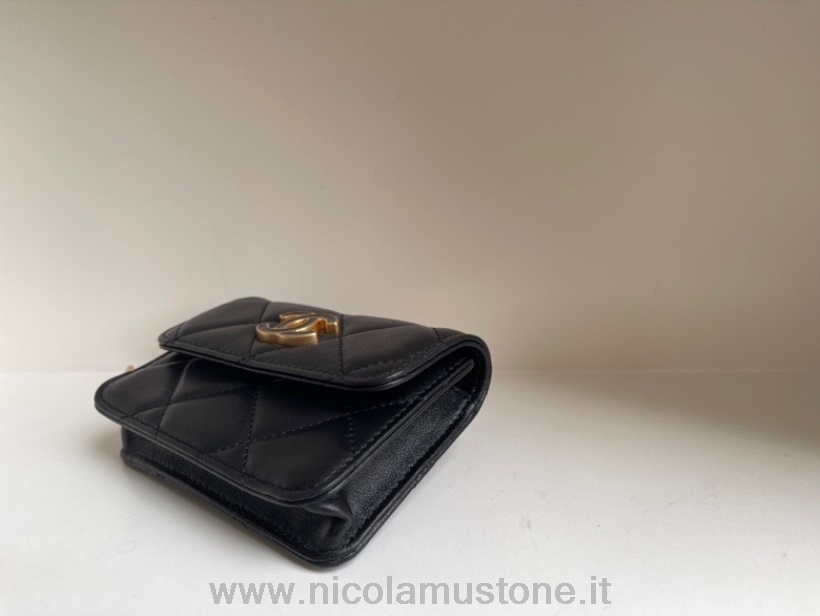 αρχικής ποιότητας Chanel Mini Flap τσάντα ζώνης σε δέρμα αρνιού 18cm ως 3113 δέρμα αρνιού χρυσό υλικό συλλογή άνοιξη/καλοκαίρι 2022 μαύρο