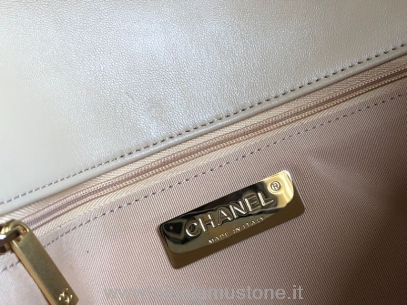 αρχικής ποιότητας Chanel 19 Flap Bag δερμάτινο δέρμα αρνιού άνοιξη/καλοκαίρι 2022 πράξη 1 συλλογή μπεζ