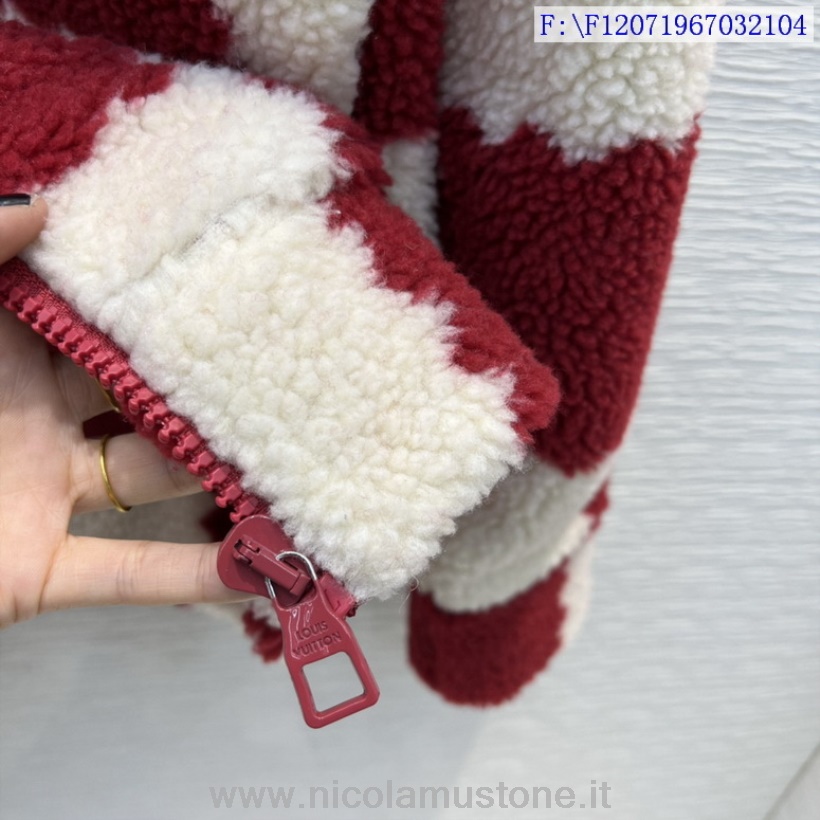 αυθεντικής ποιότητας Louis Vuitton Nigo Jacquard Fleece Jacket Shearling γούνα φθινόπωρο/χειμώνας 2021 συλλογή μπορντό