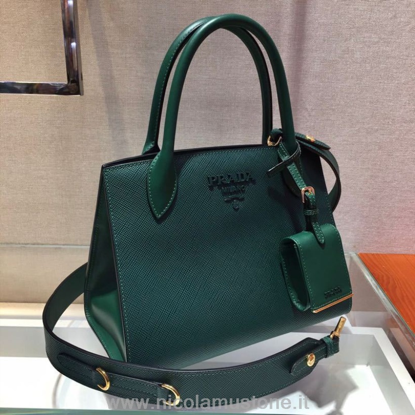αρχικής ποιότητας Prada μονόχρωμη τσάντα 26cm 1ba156 Saffiano δερμάτινη συλλογή άνοιξη/καλοκαίρι 2020 σκούρο πράσινο