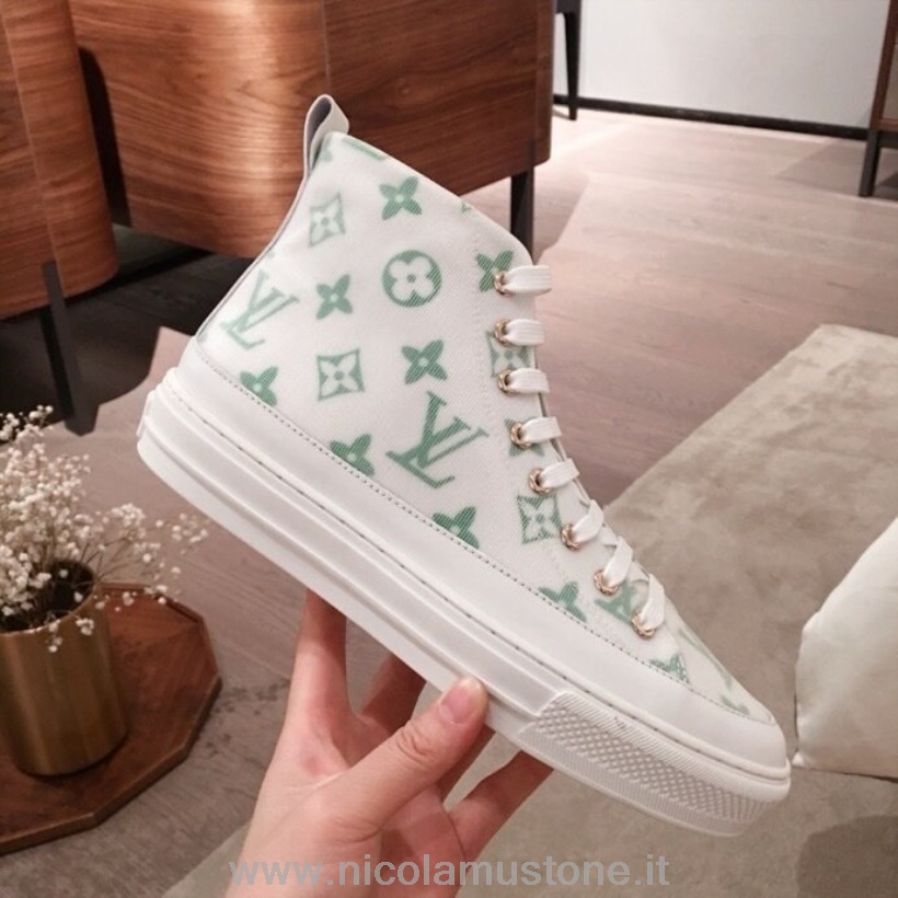 γνήσιας ποιότητας Louis Vuitton Starlar Hi-top Sneakers δέρμα μοσχαριού συλλογή άνοιξη/καλοκαίρι 2020 1a87f3 πράσινο/λευκό