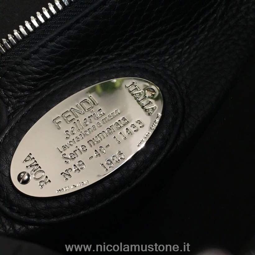 γνήσιας ποιότητας Fendi Peekaboo X-lite Fit Ff Logo Romano δερμάτινη τσάντα από δέρμα κατσίκας 36cm συλλογή άνοιξη/καλοκαίρι 2019 μαύρο/λευκό