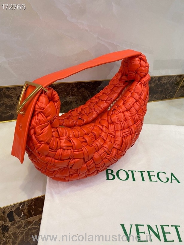 αρχικής ποιότητας Bottega Veneta Banana Hobo Bag 43cm χάρτινο δέρμα μοσχαριού χρυσό υλικό συλλογή φθινόπωρο/χειμώνας 2020 πορτοκαλί