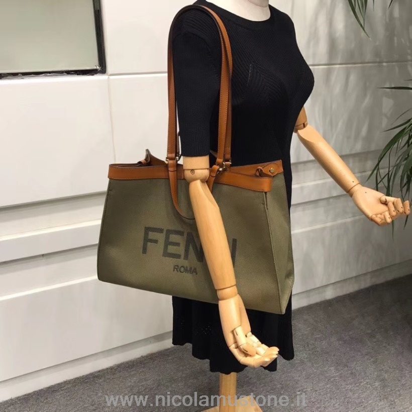 Πρωτότυπος ποιοτικός λογότυπος Fendi Shopper Tote Bag 42cm συλλογή άνοιξη/καλοκαίρι 2020 καφέ