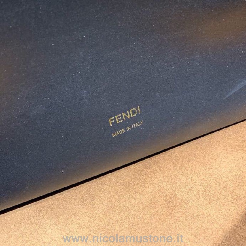 αρχικής ποιότητας Fendi Ff Logo Kan U Bag 30cm σουέτ/δέρμα μοσχαριού συλλογή άνοιξη/καλοκαίρι 2019 μαύρο