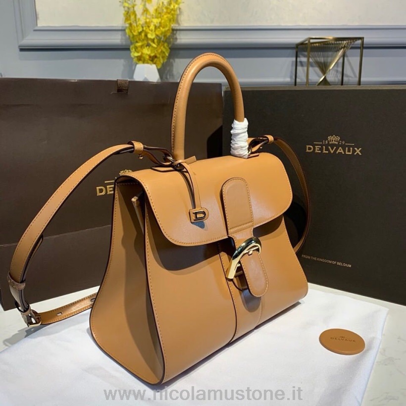γνήσιας ποιότητας Delvaux Brillant Mm τσάντα πτερύγιο τσάντα 28cm δέρμα μοσχαριού χρυσό υλικό φθινόπωρο/χειμώνας 2019 συλλογή μαύρισμα