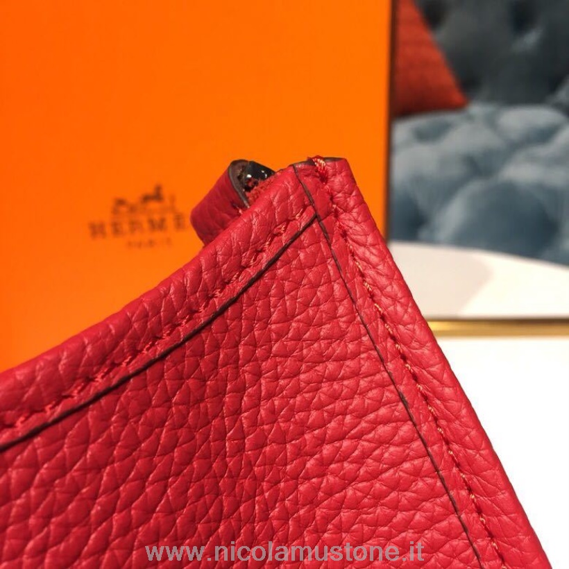 γνήσιας ποιότητας Hermes Evelyne Ii Tpm τσάντα 20cm Taurillon Clemence χειροποίητο παλλάδιο υλικό κόκκινο