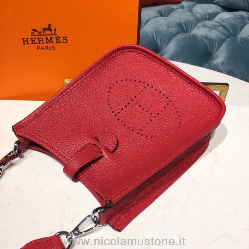 γνήσιας ποιότητας Hermes Evelyne Ii Tpm τσάντα 20cm Taurillon Clemence χειροποίητο παλλάδιο υλικό κόκκινο