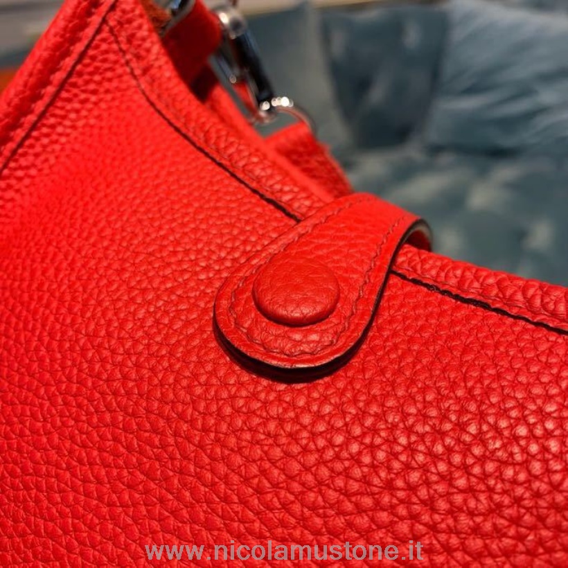 γνήσιας ποιότητας Hermes Evelyne Iii Tpm τσάντα 20cm Taurillon Clemence χειροποίητο παλλάδιο Hardware Rouge Casaque