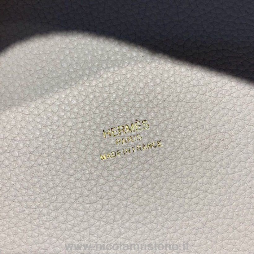 γνήσιας ποιότητας Hermes Picotin τσάντα κλειδαριάς 22cm Togo από δέρμα μοσχαριού ραμμένο στο χέρι χρυσό υλικό λευκό