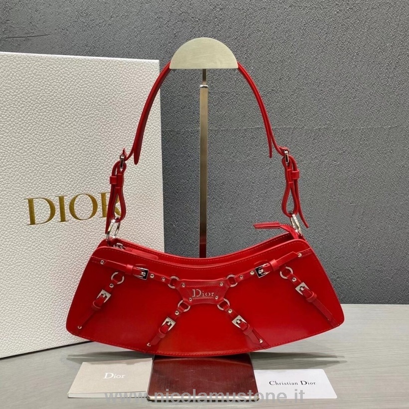 γνήσιας ποιότητας Vintage Punk τσάντα Christian Dior 35cm δέρμα μοσχαριού συλλογή φθινόπωρο/χειμώνας 2020 κόκκινο