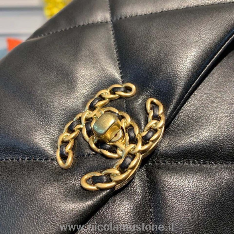 γνήσιας ποιότητας Chanel 19 Flap Bag 25cm δέρμα κατσίκας συλλογή φθινόπωρο/χειμώνας 2019 μαύρο