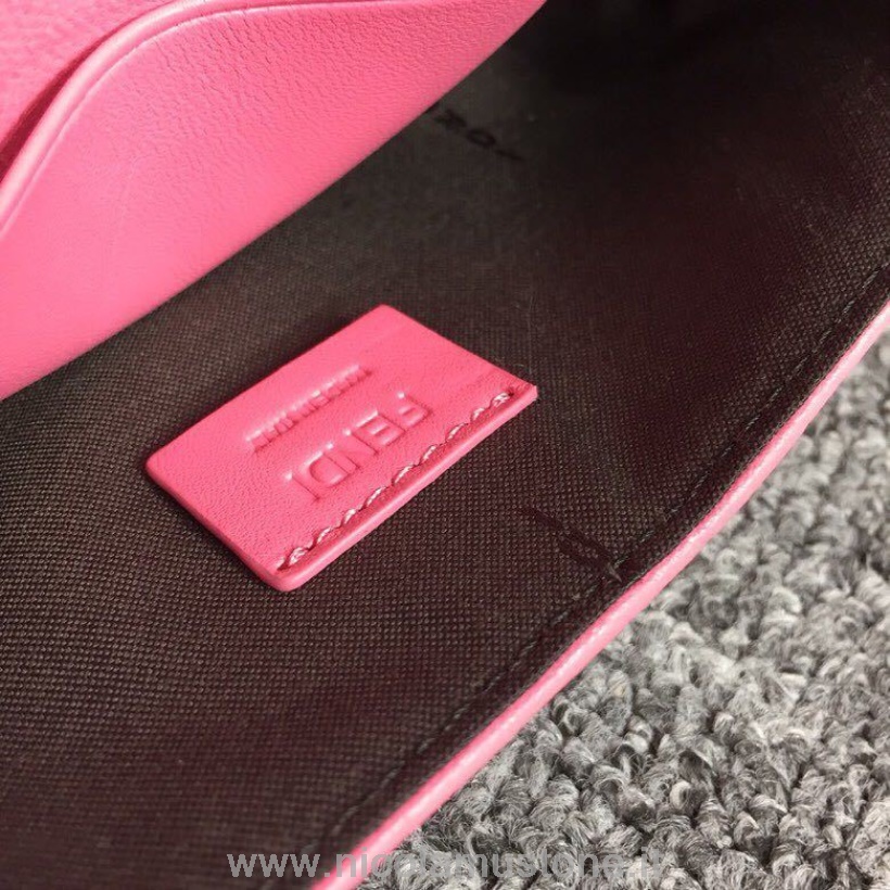 γνήσιας ποιότητας Fendi Ff ανάγλυφη τσάντα μπαγκέτα 18cm συλλογή άνοιξη/καλοκαίρι 2019 ροζ