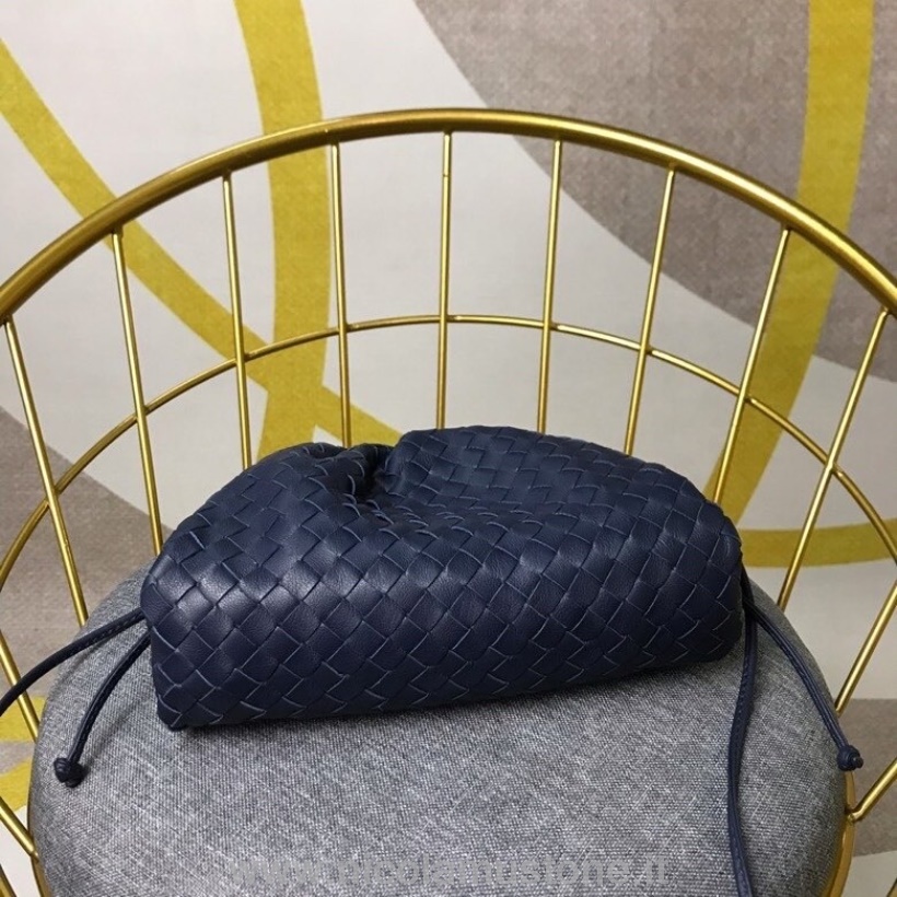 γνήσιας ποιότητας Bottega Veneta υφαντό το μίνι πουγκί τσάντα ώμου 23cm δέρμα μοσχαριού συλλογή άνοιξη/καλοκαίρι 2020 Navy Blue