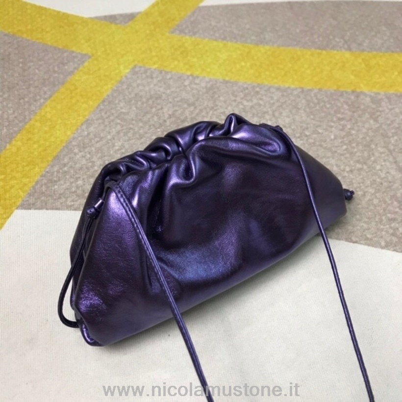 αρχικής ποιότητας Bottega Veneta η μίνι τσάντα ώμου πουγκί 23cm δέρμα μοσχαριού συλλογή άνοιξη/καλοκαίρι 2020 μεταλλικό μωβ