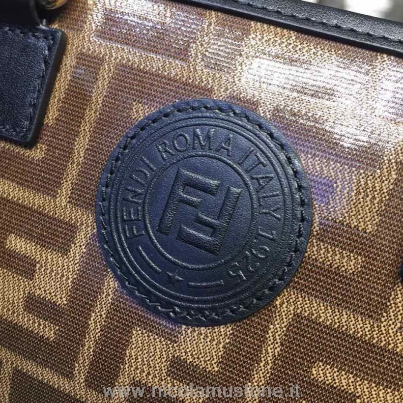 γνήσιας ποιότητας Fendi Ff καμβάς διπλή λαβή 20cm τσάντα μπόουλινγκ φθινόπωρο/χειμώνας 2018 συλλογή καφέ/μαύρο
