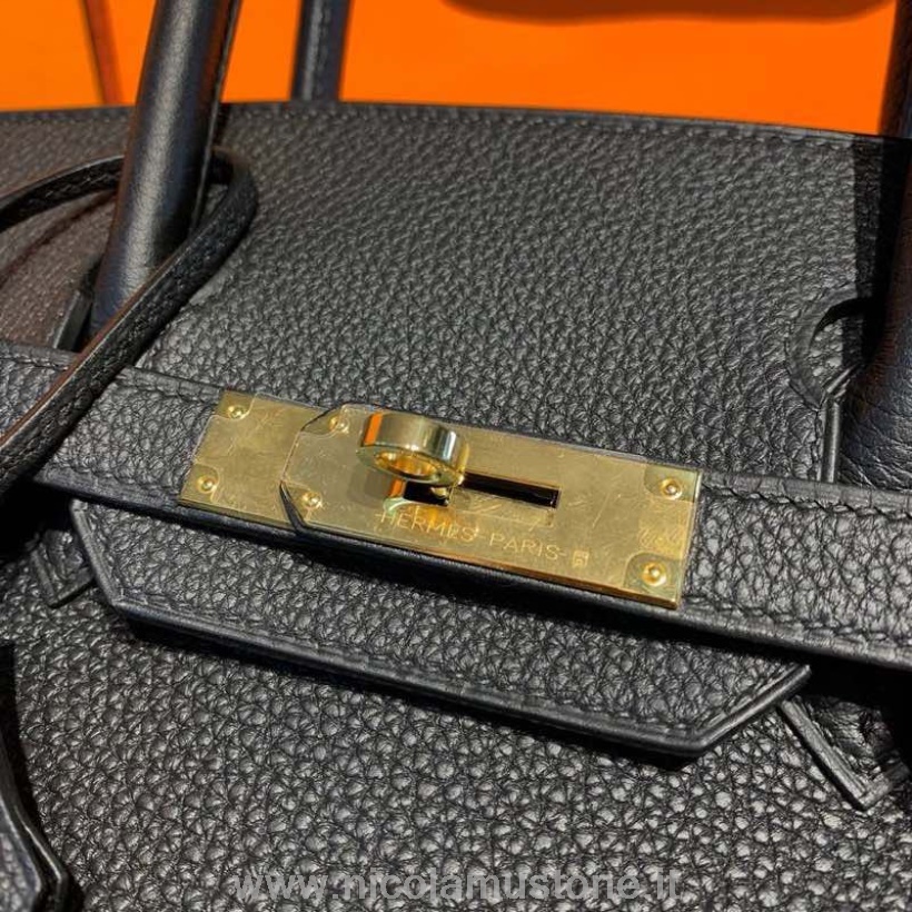 γνήσιας ποιότητας Hermes Birkin τσάντα 30cm χρυσό υλικό Togo δέρμα ημι-ραμμένο νουάρ Ck89