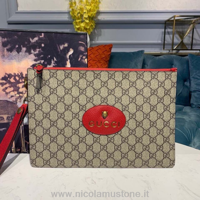 Γνήσιας ποιότητας Gucci Gucissima μοτίβο θήκη με φερμουάρ 30cm δερμάτινη επένδυση καμβάς συλλογή φθινόπωρο/χειμώνας 2019 κόκκινο