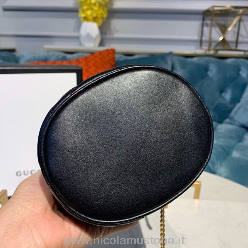 γνήσιας ποιότητας Gucci Gg Marmont Matelasse Mini Bucket Bag 18cm 575163 λείο δέρμα μοσχαριού συλλογή Pre-fall/winter 2019 Black
