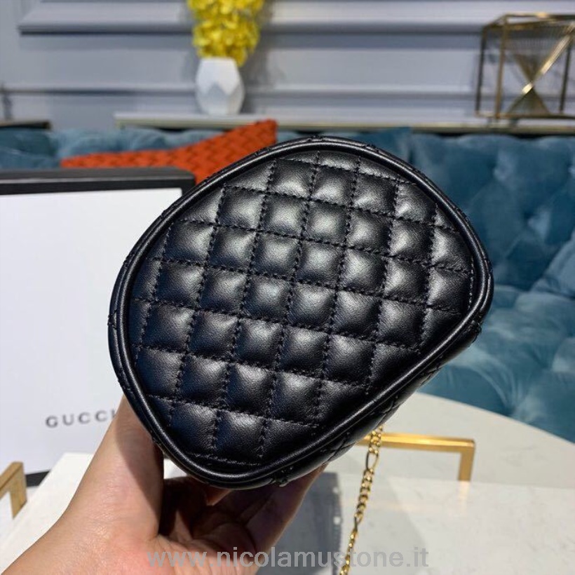 γνήσιας ποιότητας Gucci Trapuntta δερμάτινη κυλινδρική αλυσίδα τσάντα ζώνης 22cm 575163 δέρμα μοσχαριού συλλογή Pre-fall/winter 2019 Black